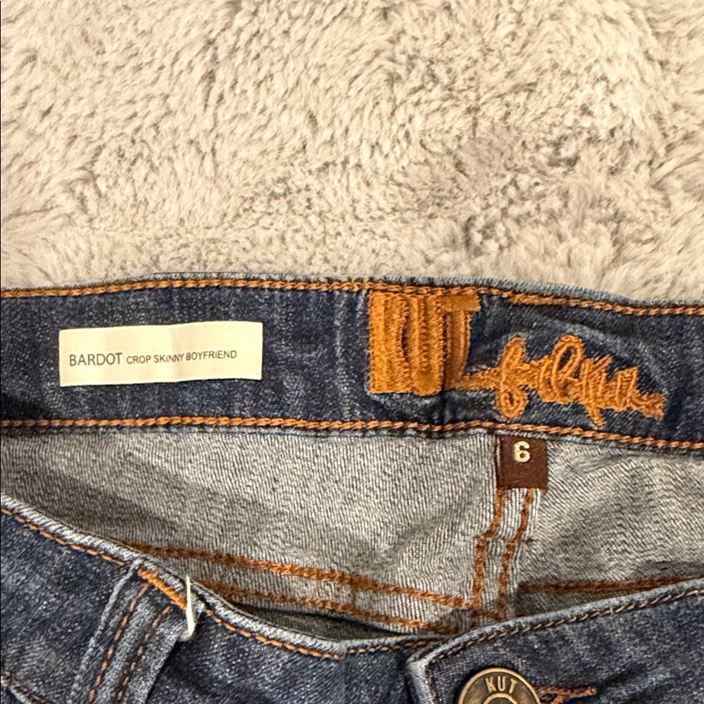 Kut From The Kloth Bardot Skinny Boyfriend Jeans Cropped Stretch Denim Size 6 - Picture 5 of 10